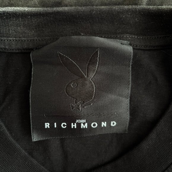 John Richmond x Playboy Logo Print T-Shirt in Black - Picture 10 of 11